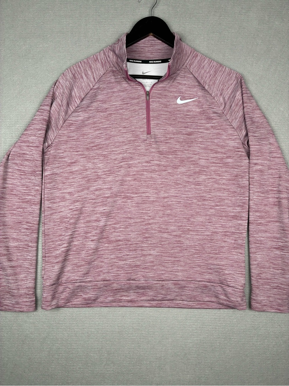 Nike Running Womens Large Pink Heather 1/4 Zip Lightweight Pullover Dri-Fit